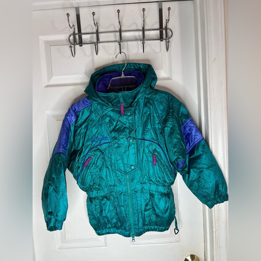columbia sportswear Youth Coat Size 7/8 Purple Teal Vintage 90’s Style Zip Butto